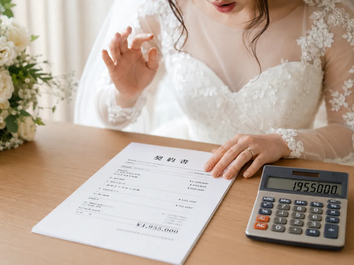 式場見積書を確認する花嫁